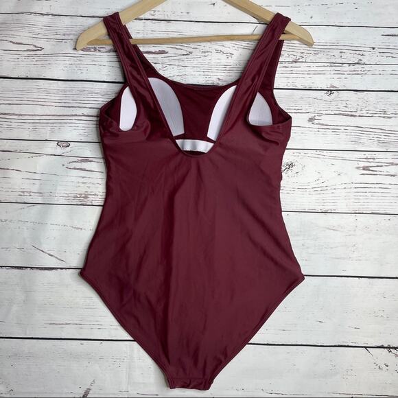 On The Beach burgundy full piece bathing suit - Picture 4 of 12